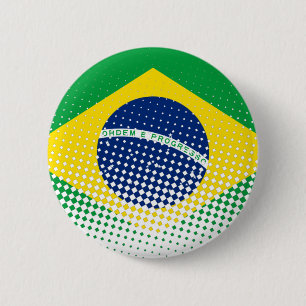 Bóton Redondo 5.08cm Bandeira Do Brasil Com Efeito De Meia-Tonalidade