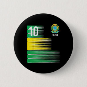 Bóton Redondo 5.08cm Bandeira do Brasil Número 10 Futebol Brasil Homens