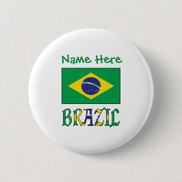 Bóton Redondo 5.08cm Bandeira do Brasil Tiled Personalizada Herança