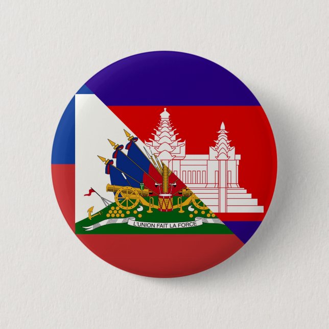 Bóton Redondo 5.08cm Bandeira do Camboja no Haiti | Bandeira do Haiti H (Frente)