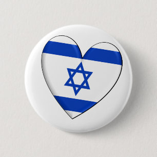 Bóton Redondo 5.08cm Bandeira do coração de Israel