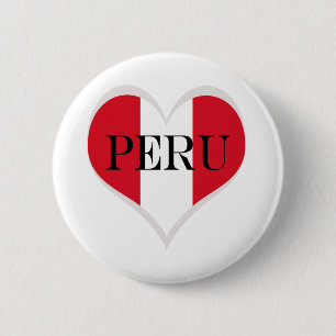 Bóton Redondo 5.08cm Bandeira do coração de Peru Pabellón Nacional