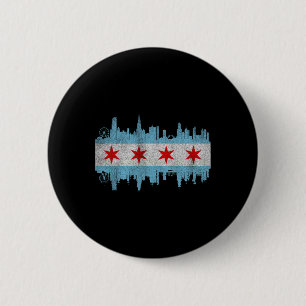 Bóton Redondo 5.08cm Bandeira do Horizonte de Chicago - Cidade de Chica
