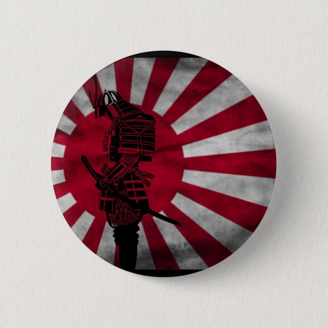 Bóton Redondo 5.08cm Bandeira do japonês do samurai (Frente)