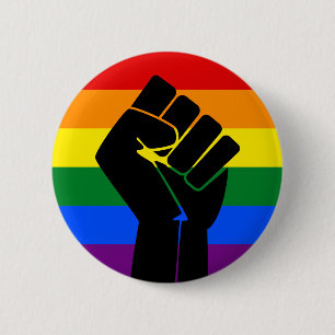 Bóton Redondo 5.08cm Bandeira do Orgulho LGBT (Arco-Íris) com punho el