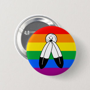 Bóton Redondo 5.08cm Bandeira do Orgulho LGBTQ+ com Duas Espíritos