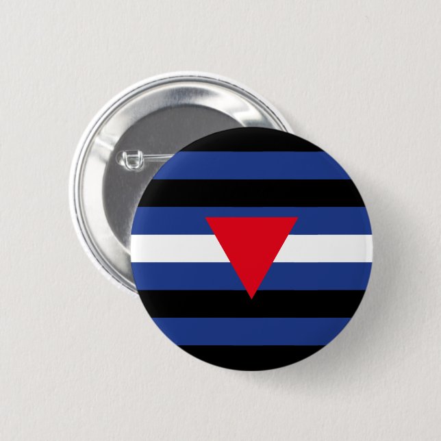 Bóton Redondo 5.08cm Bandeira do Orgulho Queer de Couro (Frente & Verso)