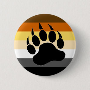 Bóton Redondo 5.08cm Bandeira do Orgulho Urso Gay Pata de Urso