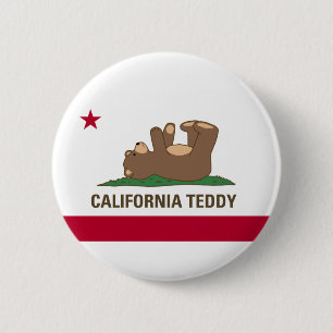 Bóton Redondo 5.08cm Bandeira do urso de ursinho de Califórnia