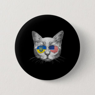 Bóton Redondo 5.08cm Bandeira dos EUA da Ucrânia Raízes Gato Ucraniano