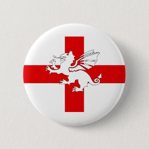 Bóton Redondo 5.08cm Bandeira e dragão de Inglaterra