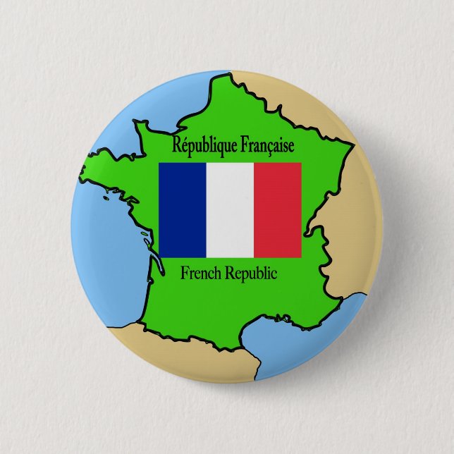 Bóton Redondo 5.08cm Bandeira e mapa de France (Frente)
