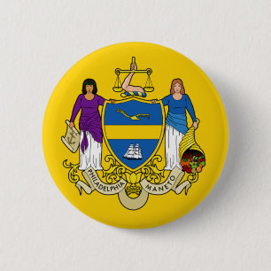 Bóton Redondo 5.08cm Bandeira/Emblema de Filadélfia, PA