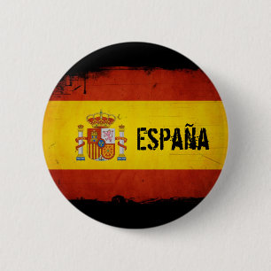 Bóton Redondo 5.08cm Bandeira espanhola da espanha do Grunge do orgulho