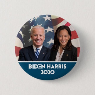 Bóton Redondo 5.08cm Bandeira Fundo Joe Biden Kamala Harris 2020