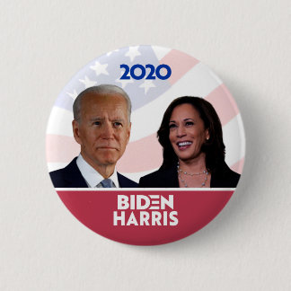 Bóton Redondo 5.08cm Bandeira Fundo Joe Biden Kamala Harris 2020 Butto
