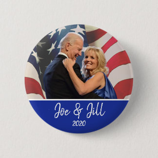 Bóton Redondo 5.08cm Bandeira Fundo Joe & Jill Biden Presidente 2020