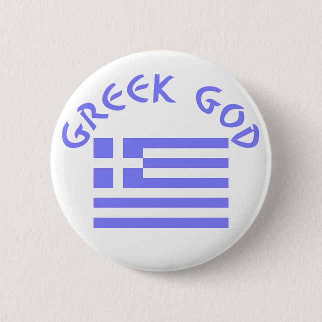 Bóton Redondo 5.08cm Bandeira Grega Deus Grego da Grécia (Frente)
