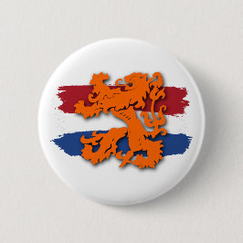 Bóton Redondo 5.08cm Bandeira Holandesa Equipe Leão Laranja Holanda