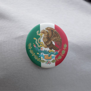 Bóton Redondo 5.08cm Bandeira mexicana e brasão do Pin do botão de