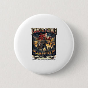 Bóton Redondo 5.08cm Bandeira Patriótica de Ferrugem Sobrevivente Apoca