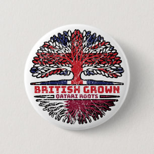 Bóton Redondo 5.08cm Bandeira Qatari Catar Britânica Reino Unido Raízes