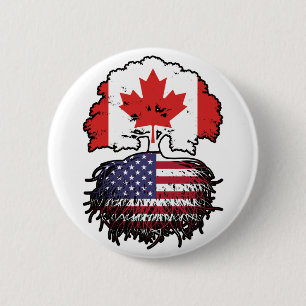 Bóton Redondo 5.08cm Bandeira Raízes Árvore Canadá Canadense Americano 