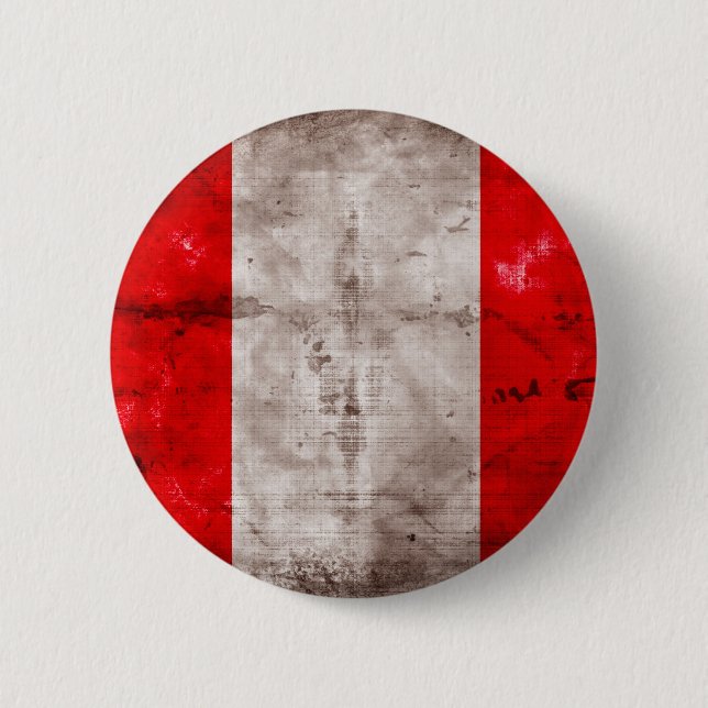 Bóton Redondo 5.08cm Bandeira resistida de Peru (Frente)