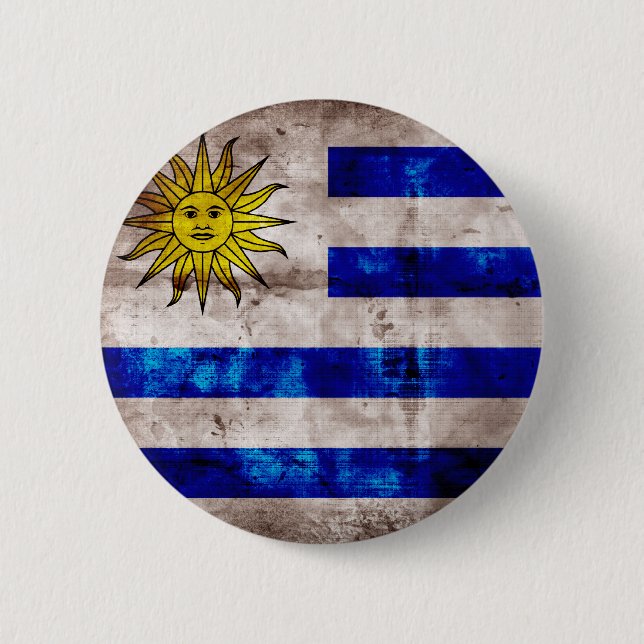 Bóton Redondo 5.08cm Bandeira resistida de Uruguai (Frente)