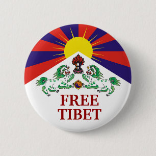 Bóton Redondo 5.08cm Bandeira tibetana, FREE, TIBET