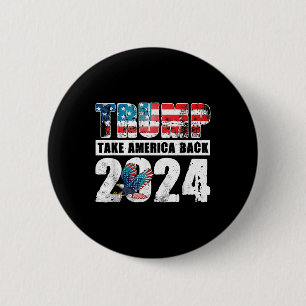 Bóton Redondo 5.08cm Bandeira Trump 2024 Traz América De Volta 4 De Jul