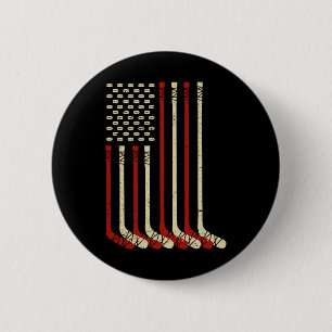 Bóton Redondo 5.08cm Bandeira Vintage EUA Hóquei no Gelo - Hóquei no Ge
