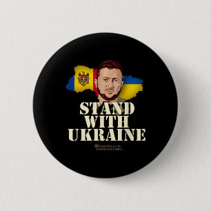 Bóton Redondo 5.08cm Bandeiras da Ucrânia Zelensky da República da Mold