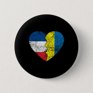 Bóton Redondo 5.08cm Bandeiras francesas ucranianas Coração Ucrânia Fra