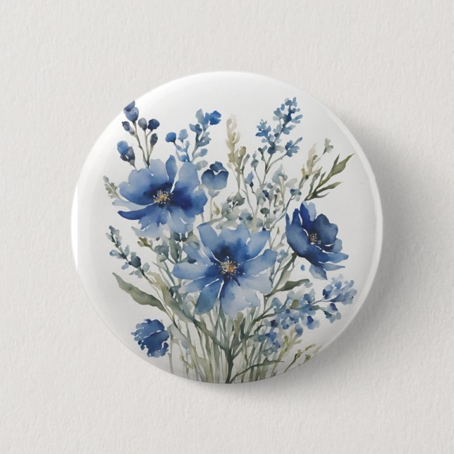 Bóton Redondo 5.08cm Bando de Flores de Aquarela Elegante (Frente)