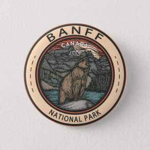Bóton Redondo 5.08cm Banff National Park Canada Viagem Emblem Vintage