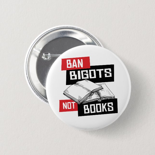 Bóton Redondo 5.08cm Banir Bigots Não Livros (Frente & Verso)