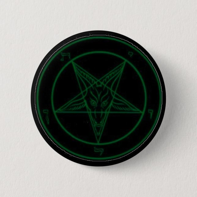 Bóton Redondo 5.08cm Baphomet no verde (Frente)