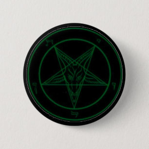 Bóton Redondo 5.08cm Baphomet no verde