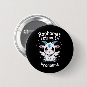 Bóton Redondo 5.08cm Baphomet Transgênero Respeita Pronomes Orgulho Tra