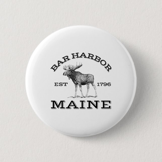 Bóton Redondo 5.08cm Bar Harbor Maine Moose Hiking Outdoors Acadia Nati (Frente)