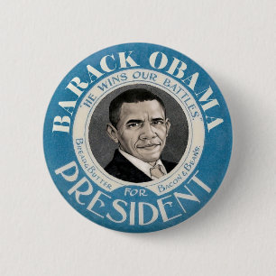Bóton Redondo 5.08cm Barack Obama azul ganha nossas batalhas