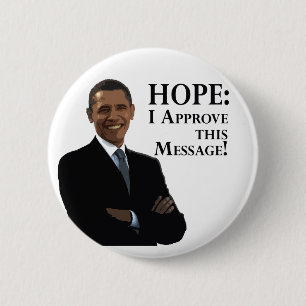 Bóton Redondo 5.08cm Barack Obama: Botão Esperança
