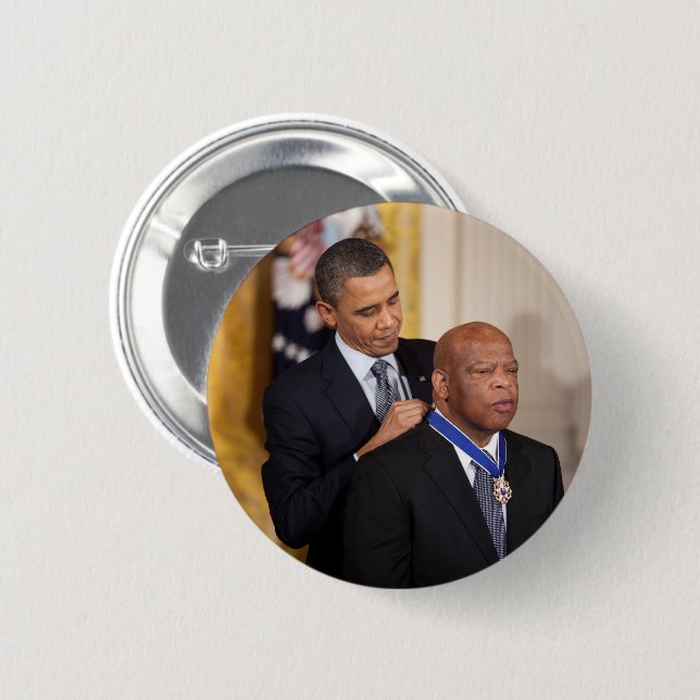 Bóton Redondo 5.08cm Barack Obama e John Lewis (Frente & Verso)