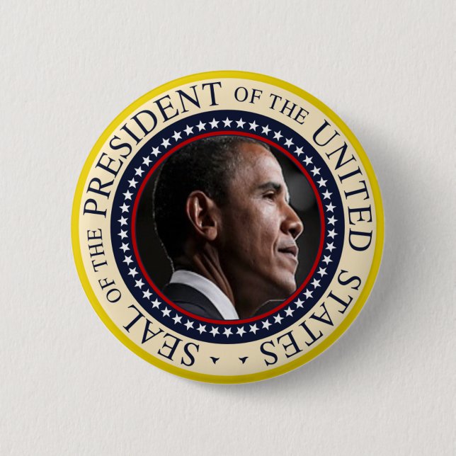 Bóton Redondo 5.08cm Barack Obama Presidente Seal (Frente)