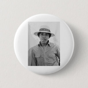 Bóton Redondo 5.08cm Barack Obama Retro Vintage Young Obama Fumando em