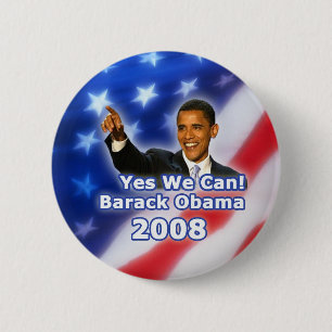 Bóton Redondo 5.08cm Barack Obama Sim Podemos Botar