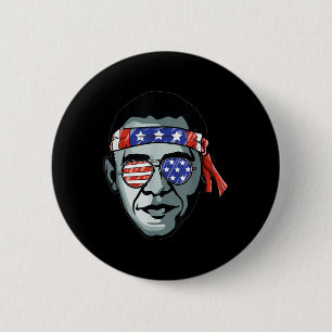 Bóton Redondo 5.08cm Barack Obama Usa Gles Bandana Demonstro Patriótico