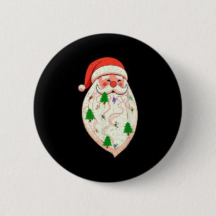 Bóton Redondo 5.08cm Barba de Papai Noel Esquiando Natal Ski Xmas Féria