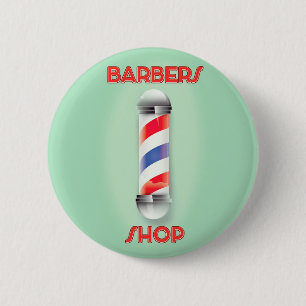 Bóton Redondo 5.08cm Barbers Shop Vintage Pole Sign